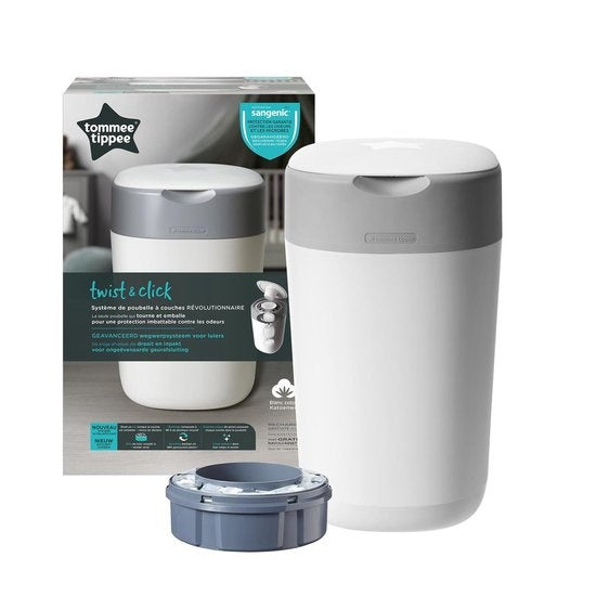Tommee Tippee Twist & Click Diaper Pail Sangenic Tec White