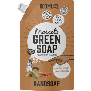 Marcel’s Green Soap Handzeep Sandelhout & Kardemon Navul Stazak 500 ml