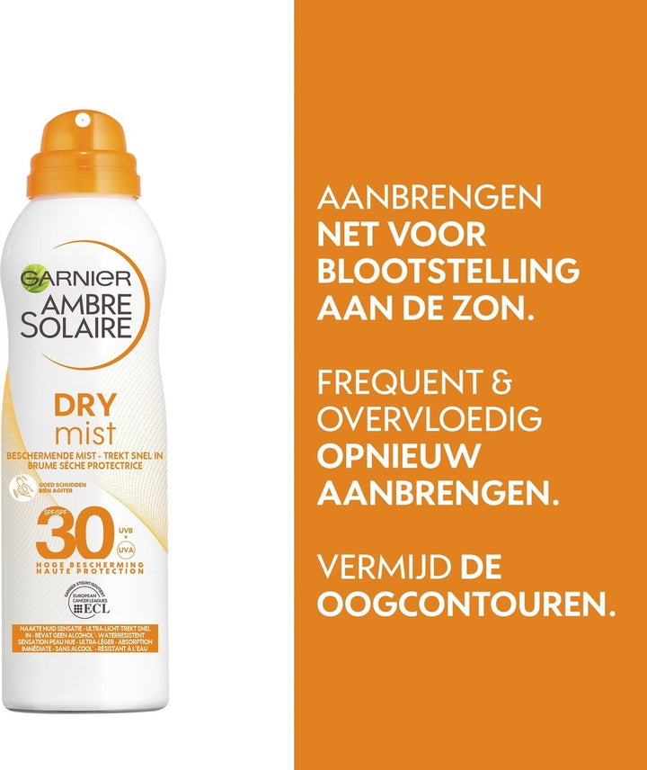 Garnier Ambre Solaire Dry Protect Sonnenschutzspray LSF 30 – 200 ml – Verpackung beschädigt