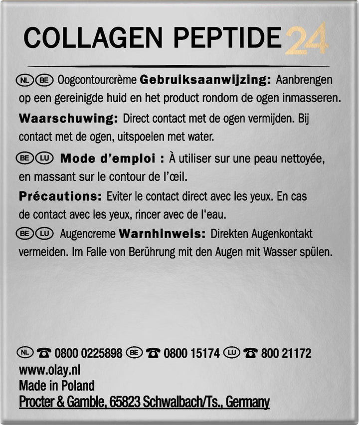 Olay Regenerist Collagen Peptide24 – Augencreme – ohne Parfüm – 15 ml – Verpackung beschädigt