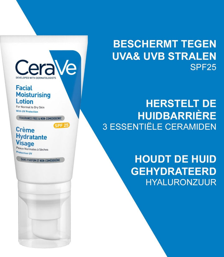 CeraVe - Facial Moisturizing Lotion SPF25 - voor normale tot droge huid- 52ml - Verpakking beschadigd