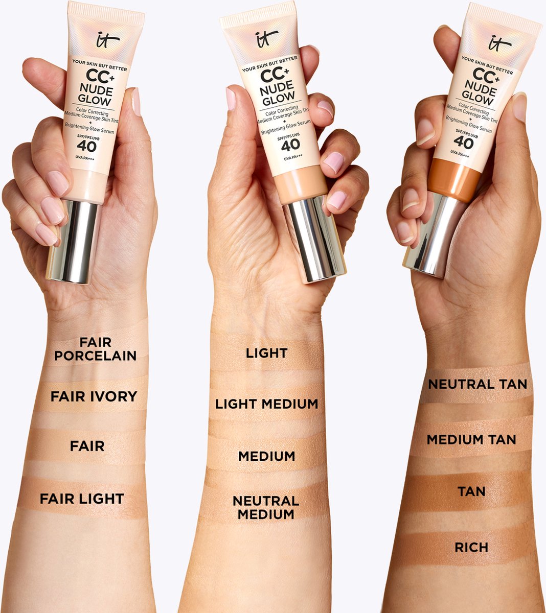 IT Cosmetics Your Skin But Better CC+ Nude Glow SPF40 Foundation – Hell – Beschädigte Verpackung