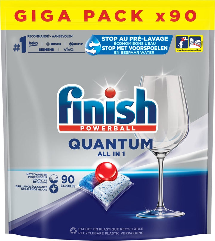 Finish Quantum All in One Regular Dishwasher Tablets - 90 Capsules