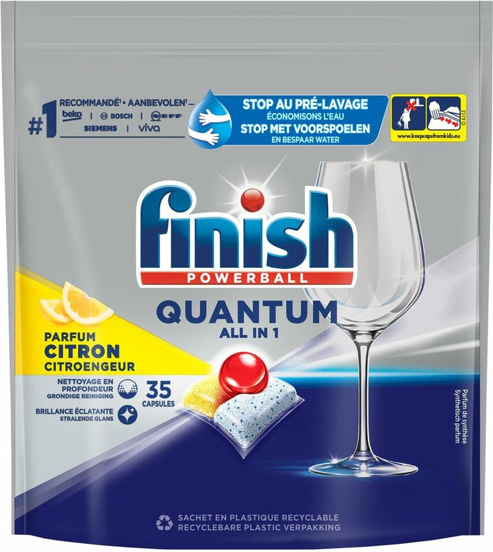 Finish Quantum All in One Zitronen-Geschirrspültabs – 35 Kapseln