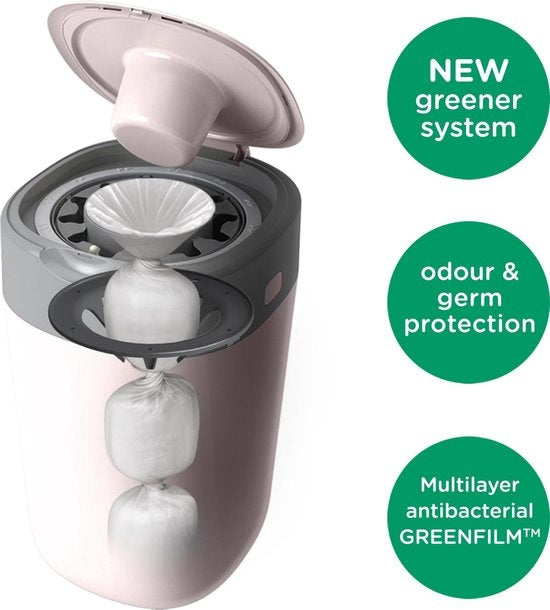 Tommee Tippee Umweltfreundlicher Twist &amp; Click Windeleimer – mit 1 Nachfüllkassette – Pink