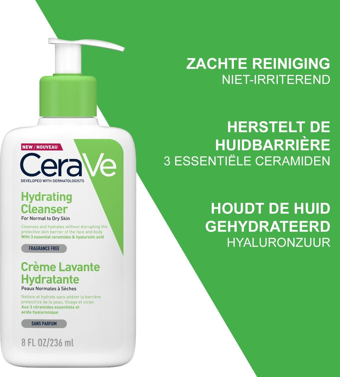 CeraVe - Hydrating Cleanser - voor normale tot droge huid - 236ml - Pompje ontbreekt