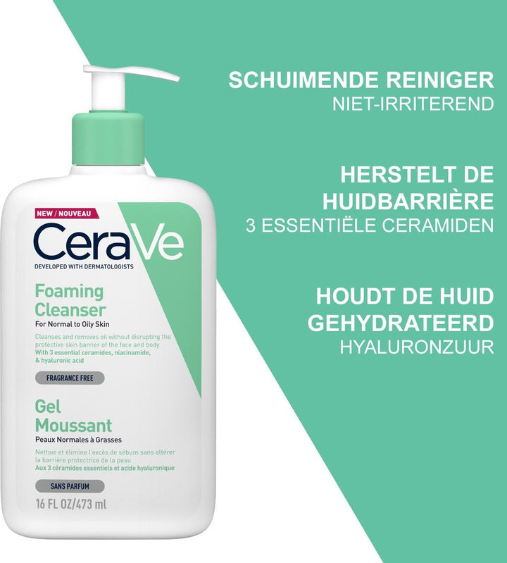 CeraVe - Foaming Cleanser - voor normale tot vette huid - 473ml - pompje ontbreekt