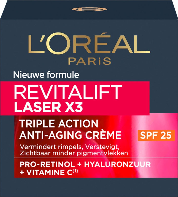 L'Oréal Paris Revitalift Laser X3 Anti-Falten-Tagescreme mit Lichtschutzfaktor 25 – 50 ml