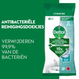 Dettol Antibacteriële Reinigingsdoekjes Oceaanfris 72 stuks- Verpakking beschadigd