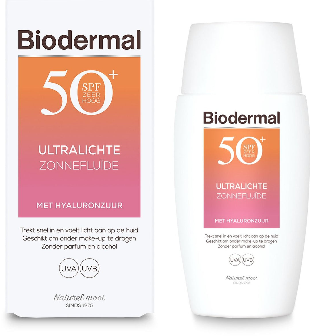 Biodermal Ultralichte Zonnefluide - Zonnebrand met SPF50+ - met hyaluronzuur - Zonnebrand gezicht - Verpakking beschadigd