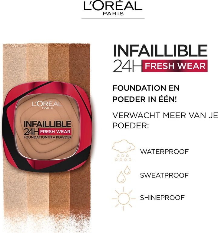 L'Oréal Paris – Infaillible 24H Fresh Wear Foundation in Puder – 300 Amber