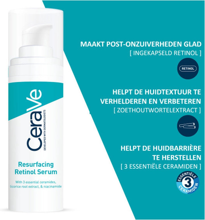 CeraVe Resurfacing Retinol Serum - tegen restlittekentjes, vlekjes en zichtbare poriën - 30 ml - Verpakking beschadigd