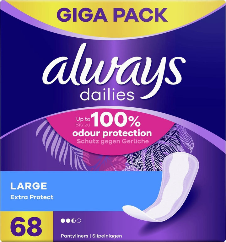 Always Dailies Large Extra Protect Panty Liners 68 pieces - Packaging damaged