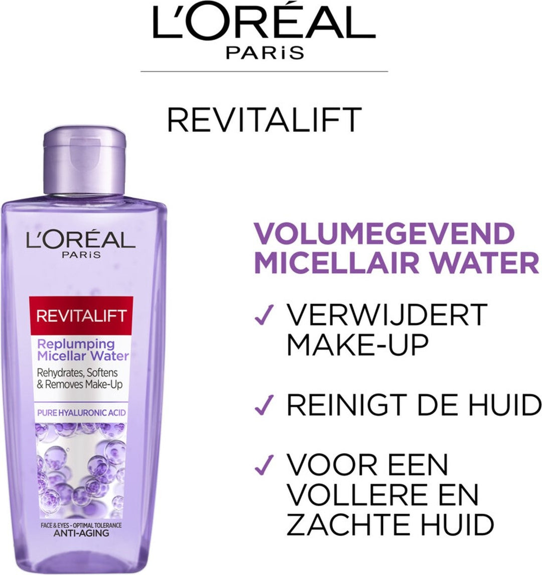 L'Oréal Paris Revitalift Volumegevend Micellair Water - Gezichtsreiniger met hyaluronzuur - 200 ml