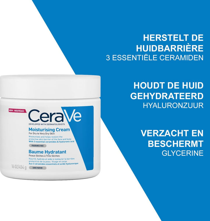 CeraVe - Moisturizing Cream - voor droge tot zeer droge huid - 454g