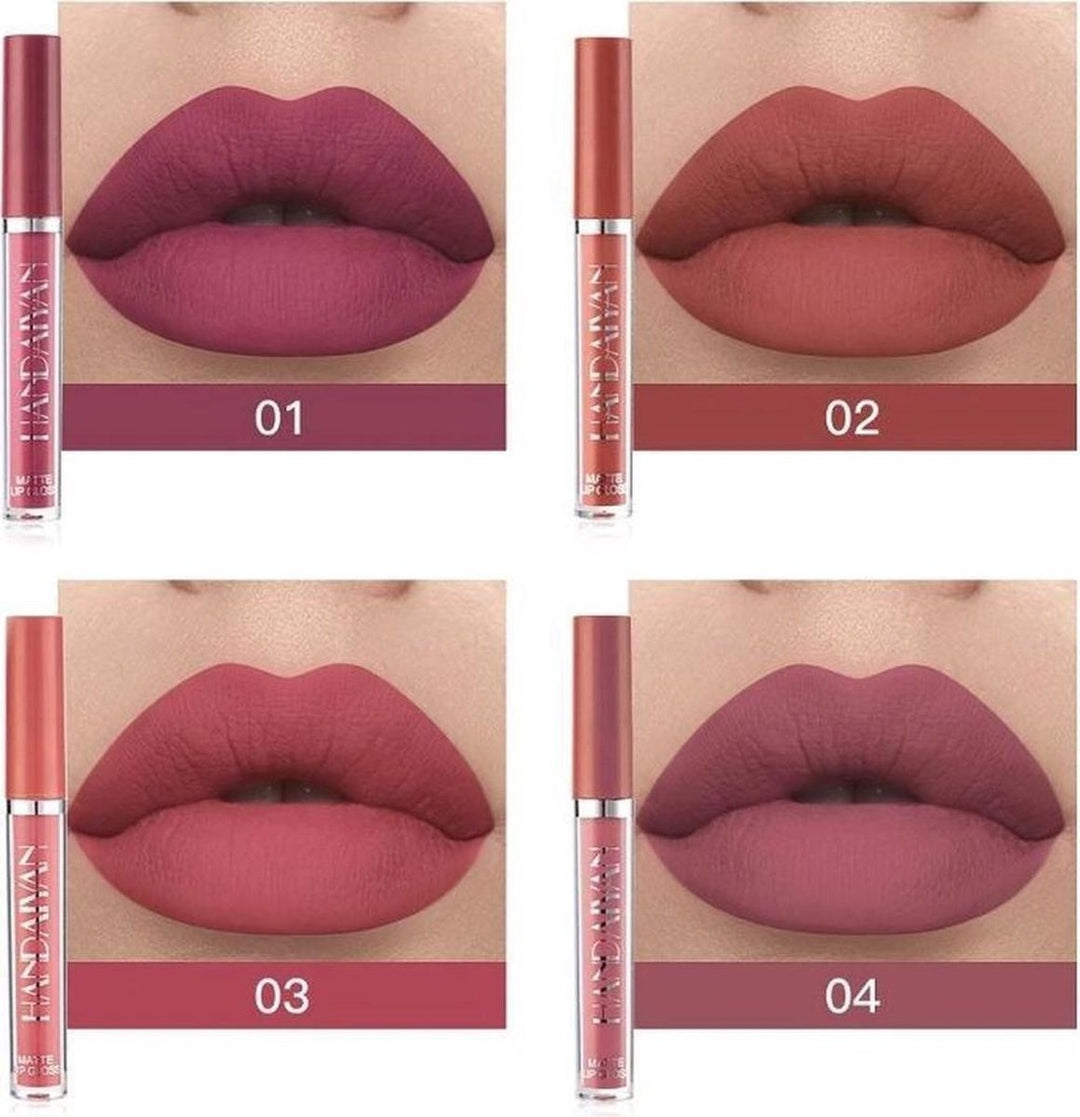 Set mit 6 x matten Lipgloss – wasserfest – 6 Farben