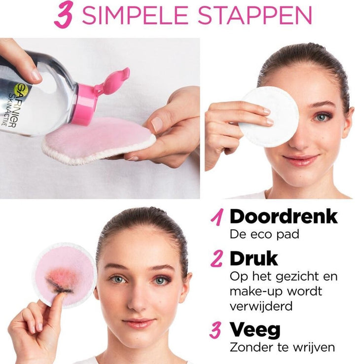 Garnier SkinActive Eco Pads – Wiederverwendbare Wattepads 3 Stück – Nachhaltige Gesichtsreinigung