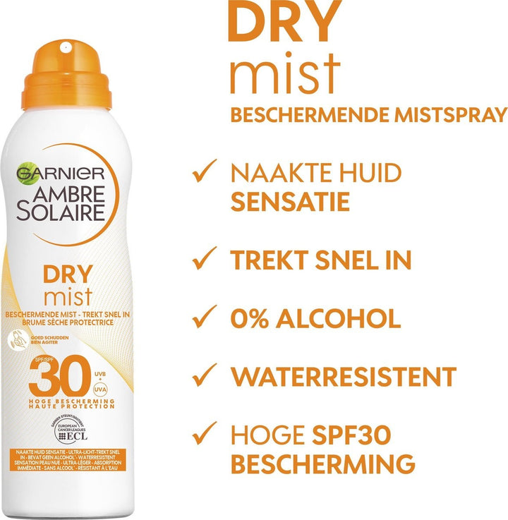 Garnier Ambre Solaire Dry Protect Sonnenschutzspray LSF 30 – 200 ml – Verpackung beschädigt