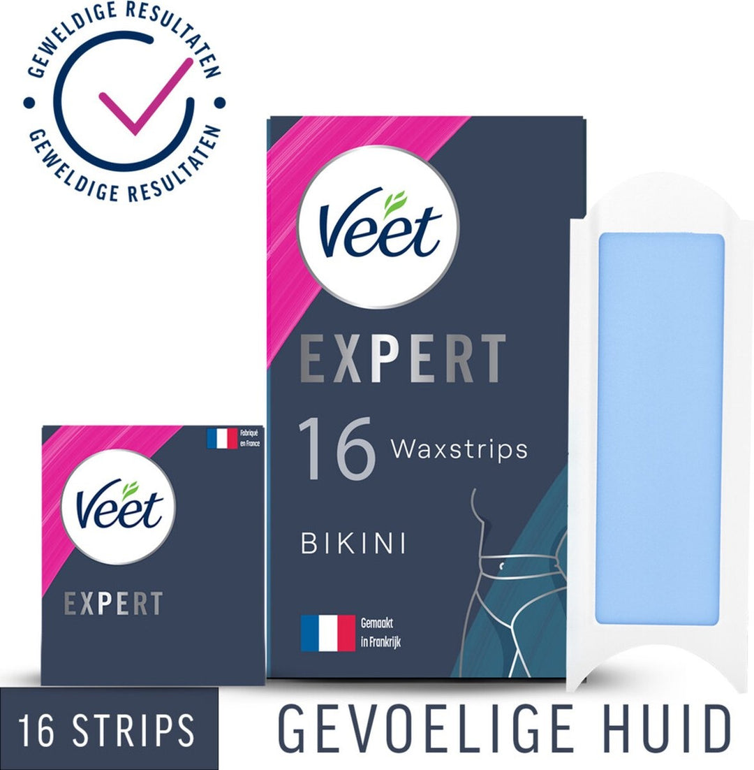 Veet Expert Haarentfernungsstreifen – Bikinizone – Empfindliche Haut – 16 Stück