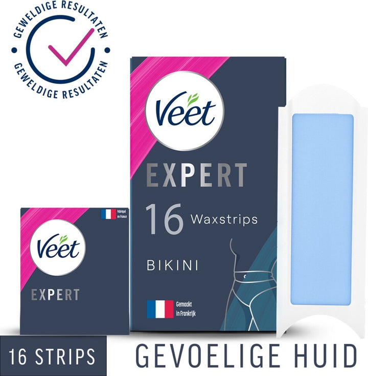 Veet Expert Haarentfernungsstreifen – Bikinizone – Empfindliche Haut – 16 Stück