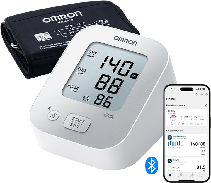 OMRON X2+ Connect, klinisch gevalideerde bloeddrukmeter, met Bluetooth voor OMRON connect App, met universeel manchet (22-42cm)