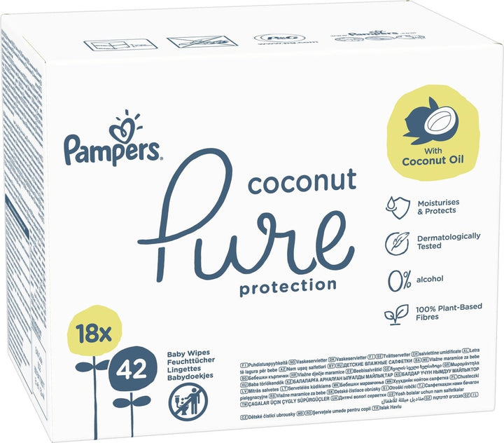 Pampers Pure Coconut Babyfeuchttücher – 756 Stück