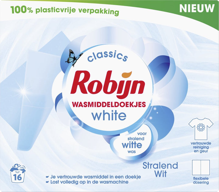 Robijn Classics Radiant White Waschmitteltücher 16 Waschstreifen