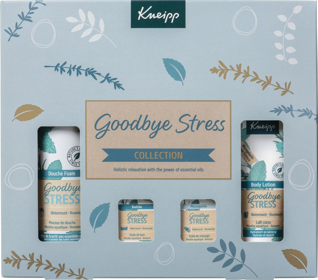 Kneipp Luxe Geschenkset - Goodbye Stress - Watermunt - Rozemarijn - Giftset - Cadeau - Inhoud 200 ml + 75 ml + 2 x 20 ml - Verpakking beschadigd