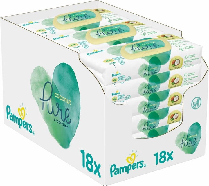 Pampers Pure Coconut Babyfeuchttücher – 756 Stück