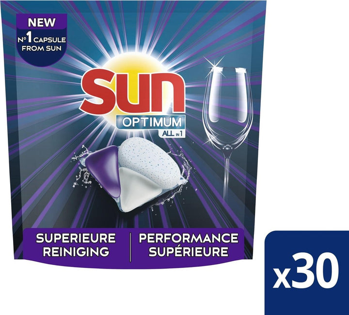 Sun Optimum All-in 1 Regular Capsules - 30 Dishwasher Tablets - Monthly Box