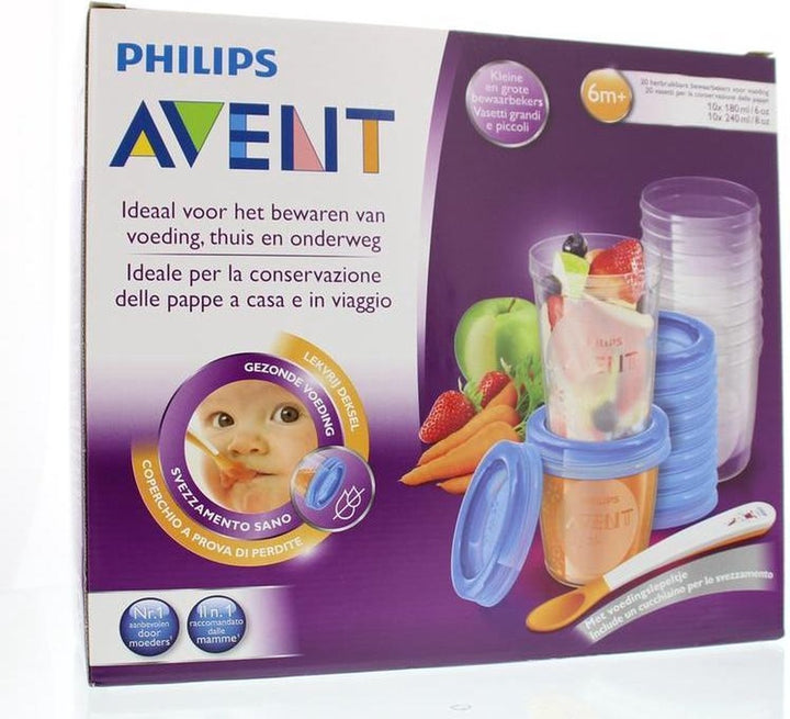 Philips Avent SCF619/05 Baby Food Storage Cups - 180 ml - Pack of 5 - Packaging damaged