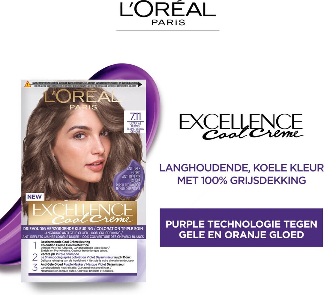 L'Oréal Paris Excellence Cool Creams 5.11 – Ultra Ash Light Brown – Permanente Haarfarbe – Verpackung beschädigt