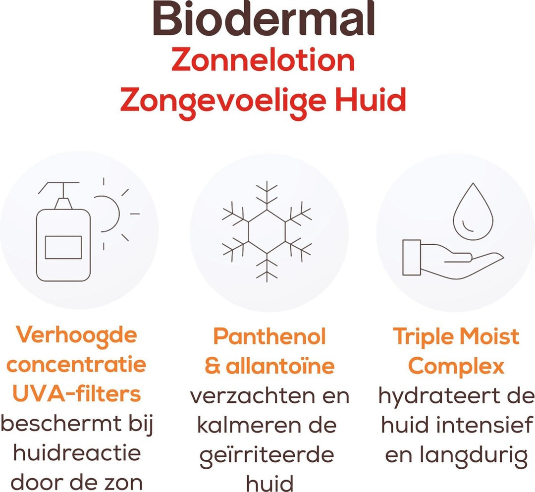 Biodermal Zonnelotion Gevoelige Huid - zonnebrand voor de gevoelige huid - Spf 50 - 100 ml - ook geschikt voor kinderen - Verpakking beschadigd