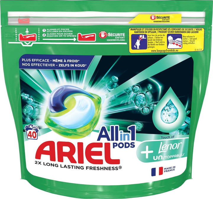 Ariel All in 1 Wasmiddel Pods + Touch of Lenor Unstoppables - 40 Wasbeurten - Voordeelverpakking