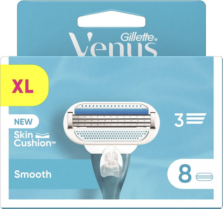 Gillette Venus Smooth - Blades With Protective Pads - 8 Razor Blades - Packaging damaged