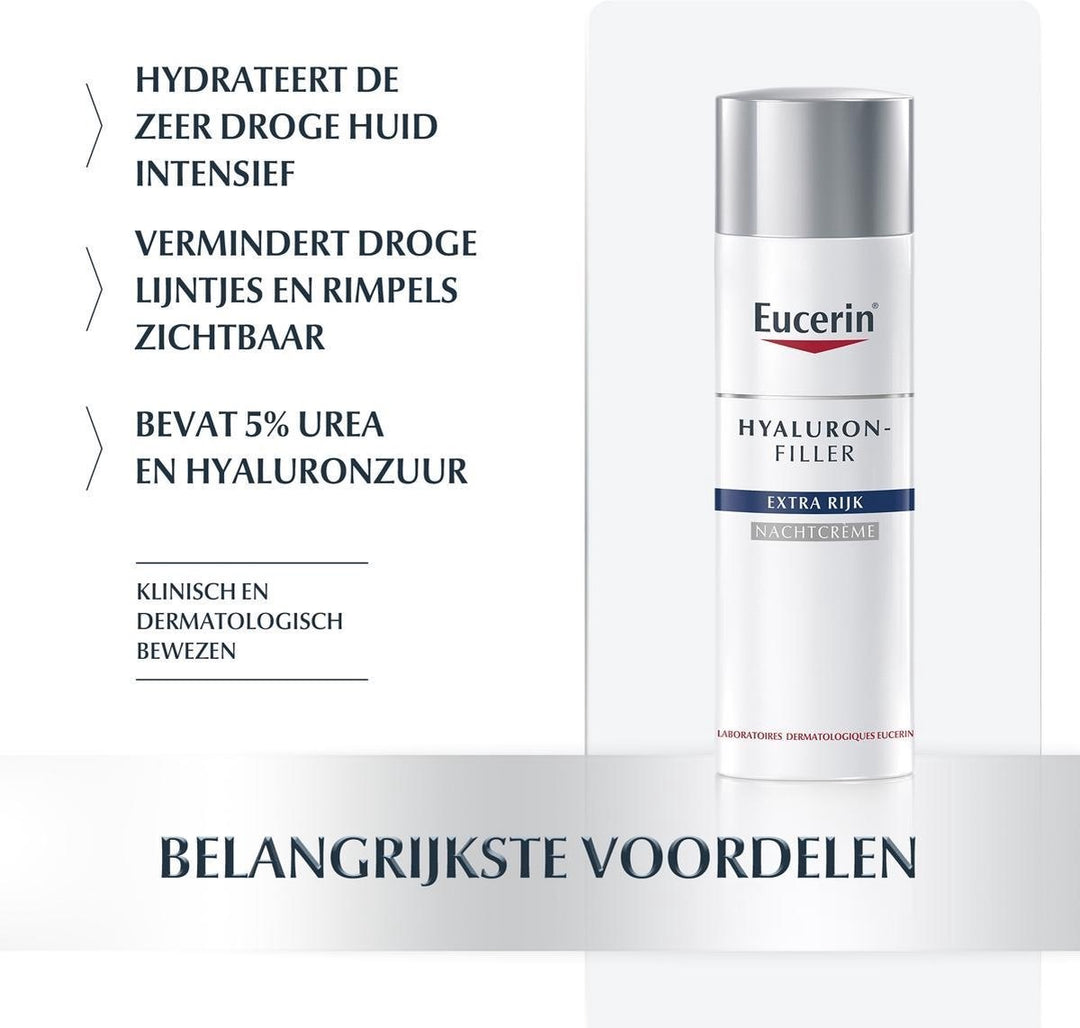 Eucerin Hyaluron-Filler Anti-Wrinkle Urea Rich Texture Night Cream - 50 ml