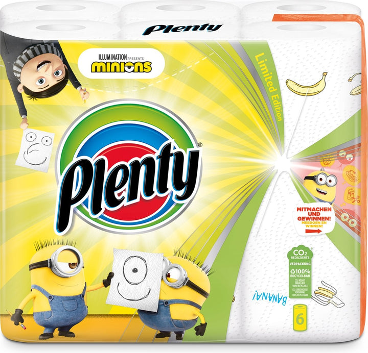 Plenty Minions Küchenpapier – limitierte Auflage – 6 Rollen – extra große Rollen – Verpackung beschädigt