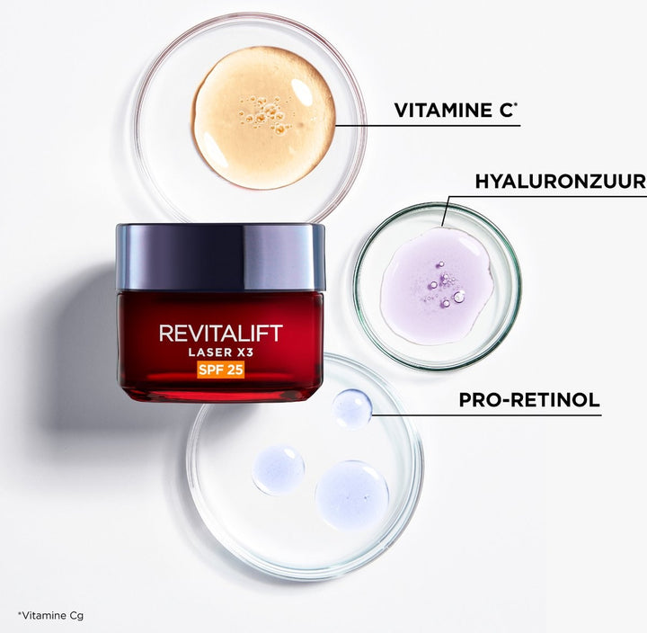 L'Oréal Paris Revitalift Laser X3 Anti-Falten-Tagescreme mit Lichtschutzfaktor 25 – 50 ml