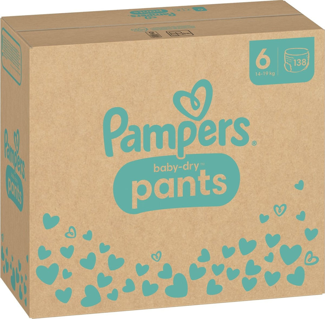 Pampers Baby-Dry Pants – Größe 6 (14–19 kg) – 138 Windelhosen – Monatsbox – Verpackung beschädigt