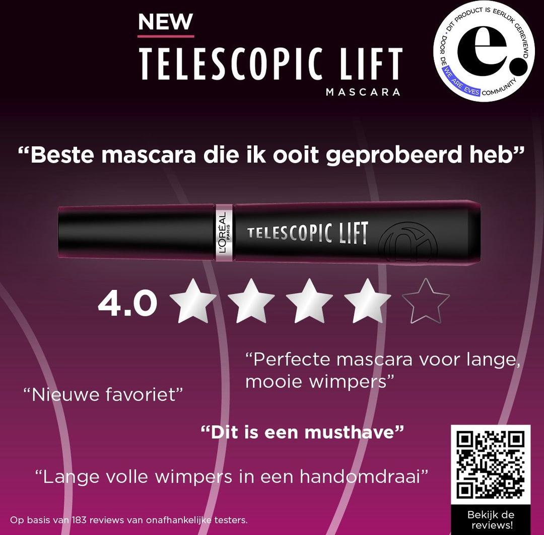 L'Oréal Paris Telescopic Lift Mascara ‚Black - Mascara for long, lifted lashes and volume ‚9.9ml