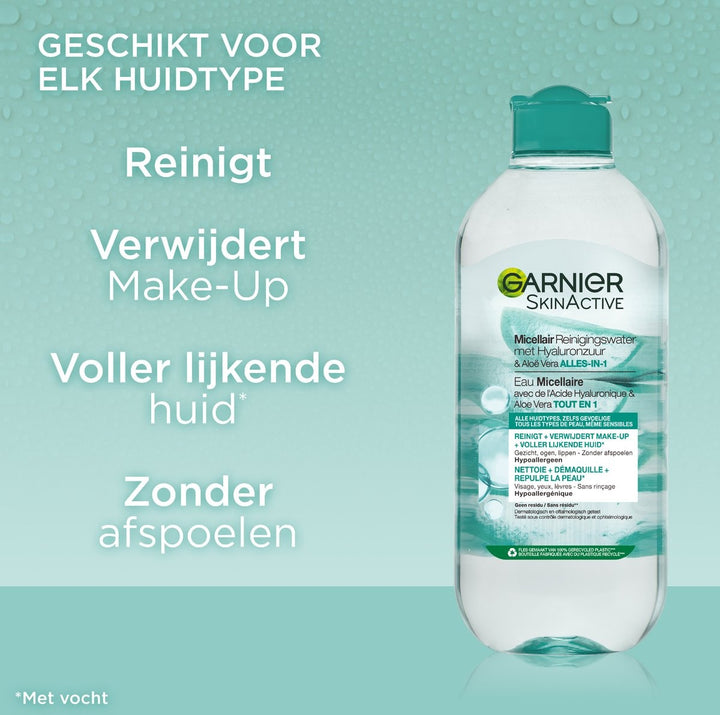 Garnier SkinActive Micellair Reinigingswater met Hyaluronzuur & Aloë Vera 400 ml - Dopje beschadigd