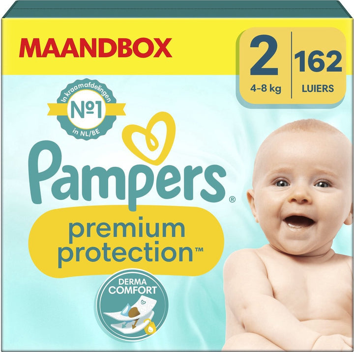 Pampers – Premium Protection – Größe 2 – Monatsbox – 162 Stück – 4/8 kg – Verpackung beschädigt