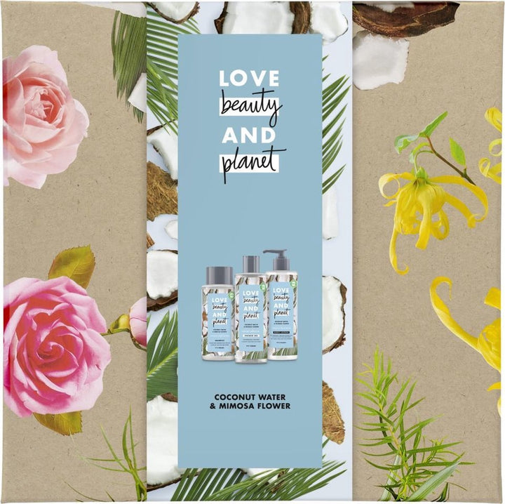 Love Beauty and Planet Coconut Water &amp; Mimosa Flower Gift Set - Shower Gel, Body Lotion and Shampoo