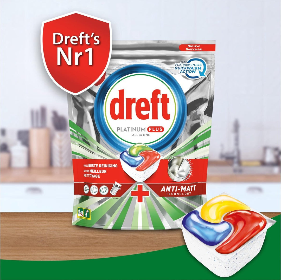 Dreft Platinum Plus All in One Lemon - Vaatwastabletten - 39 stuks