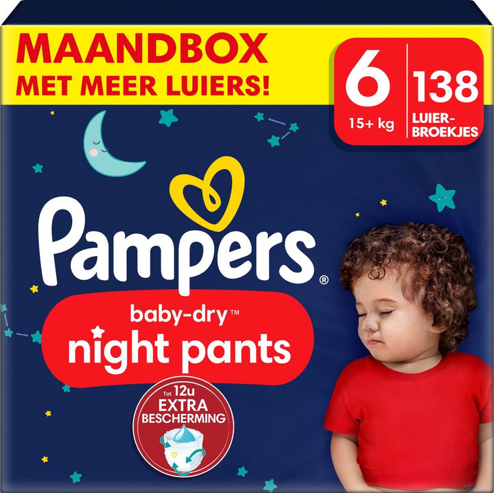 Pampers Baby-Dry Night Pants – Größe 6 (15 kg+) – Monatsbox mit 138 Windelhosen – Verpackung beschädigt