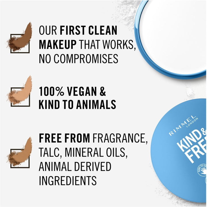 Rimmel London KIND &amp; FREE Vegan Pressed Powder Face Powder 01 Translucent