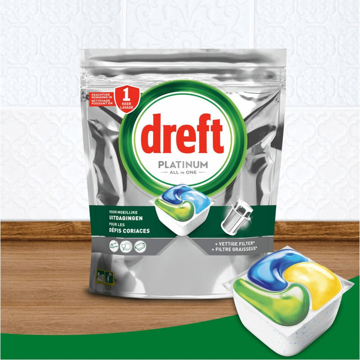 Dishwashing detergent - Dreft Platinum All In One Dishwasher capsules Regular 37 pieces