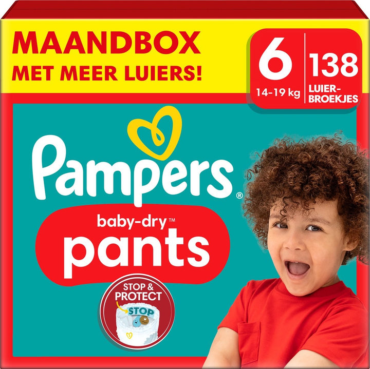 Pampers Baby-Dry Pants – Größe 6 (14–19 kg) – 138 Windelhosen – Monatsbox – Verpackung beschädigt