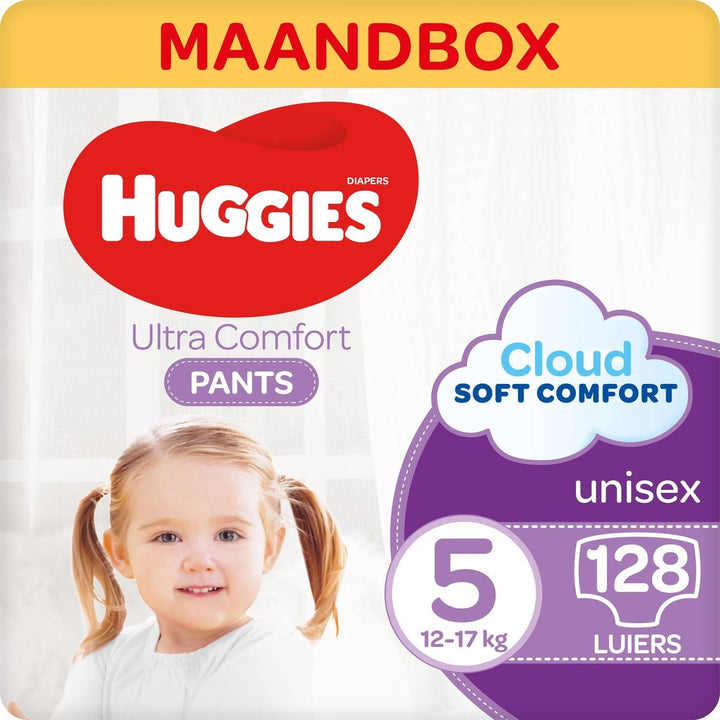 Huggies Ultra Comfort Nappy Pants - size 5 (12 to 17 kg) - 128 pieces - Monthly box - Packaging damaged