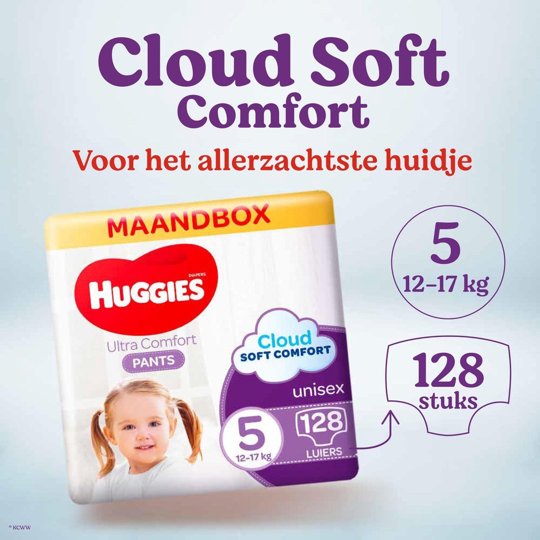 Huggies Ultra Comfort Diaper Pants - size 5 (12 to 17 kg) - 128 pieces - Monthly box